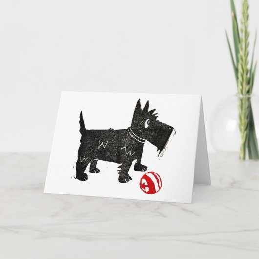 Blank Scottie met bal Bedankkaart (Voorkant)