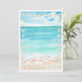 Blank Seaside seashell Summer Blue Elegant Pretty Kaart (Staand voorkant)