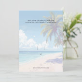 Blank Seaside Summer Blue Elegant Pretty Wedding Kaart (Staand voorkant)