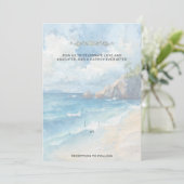 Blank Seaside Summer Blue Pretty Wedding  Kaart (Staand voorkant)