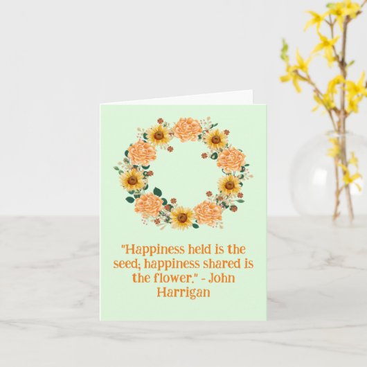 Blank Sinaasappel Bloem Whimsical Bloemkrans Kaart (Gele Bloem)