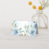 Blank Sjabloon Dusty Blue Floral Anchor Wedding Plaatskaartje (Achterkant)