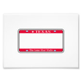 Blank Texas State License Bord Foto Afdruk (Voorkant)