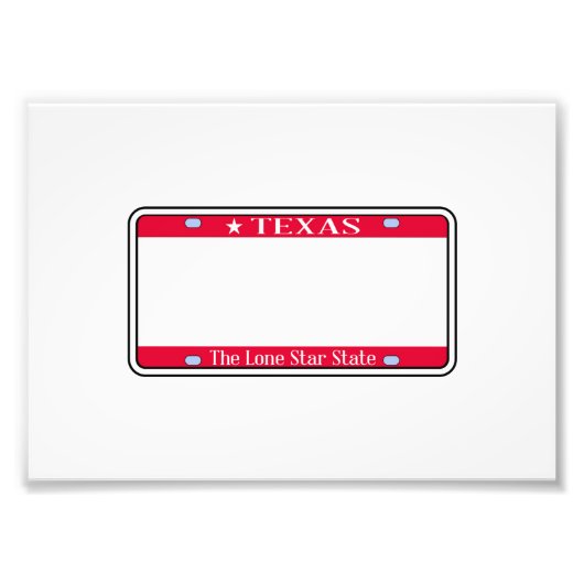 Blank Texas State License Bord Foto Afdruk (Voorkant)