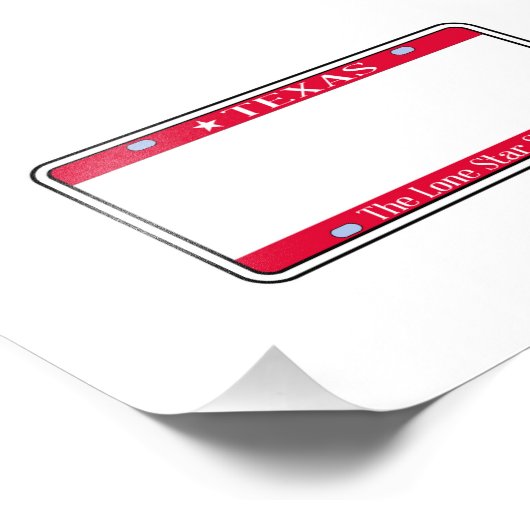 Blank Texas State License Bord Foto Afdruk (Hoek)