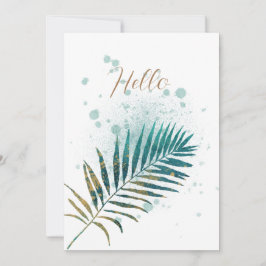 Blank Turquoise en Gold Tropical Leaf Aankondiging