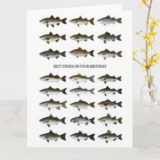 Blank Vaders Dag Vis Verjaardag Kaart (Gele Bloem)