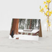 Blank Vakantie wenskaart w besneeuwde Redwoods Kaart (Gele Bloem)