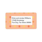 Blank vier hoeken perzik geel tegelpatroon etiket (Voorkant)