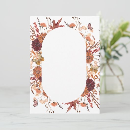 Blank Voeg je eigen Boho Herfst Rust Sinaasappel B Kaart (Staand voorkant)