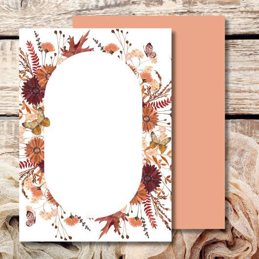 Blank Voeg je eigen Boho Herfst Rust Sinaasappel B Kaart