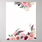 Blank Voeg je eigen Boho Pink Blush Bourgondië Pio Poster (Voorkant)