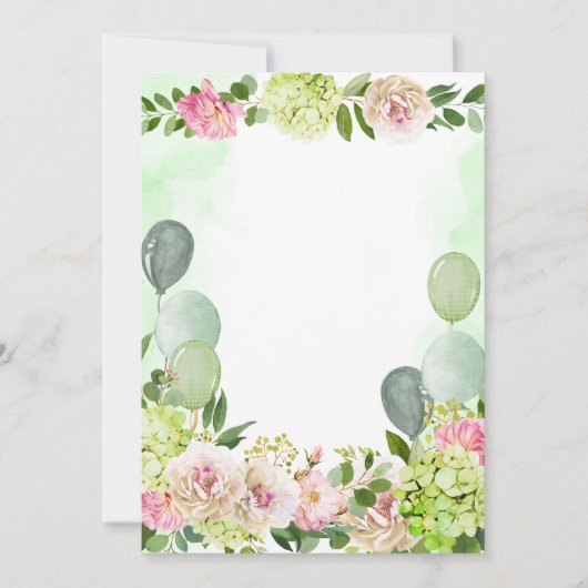Blank Voeg je eigen groene hortensia roze bloemig  Kaart (Voorkant)