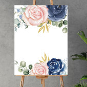 Blank voeg je eigen marineblauw blush roze bloemen poster