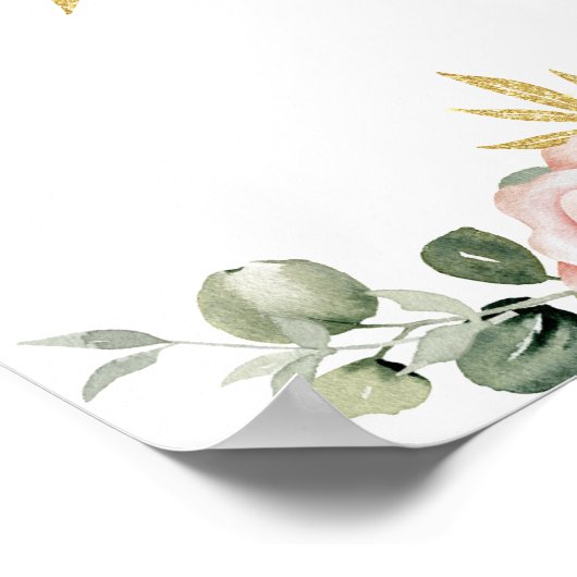 Blank voeg je eigen marineblauw blush roze bloemen poster (Hoek)