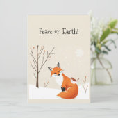 Blank Vrede Aarde Minimalistische Vos Vogel Dier Kaart (Staand voorkant)
