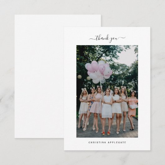 Blank Vrijgezellenfeest Foto II Hartelijk dank Bedankkaart (Voorkant / Achterkant)