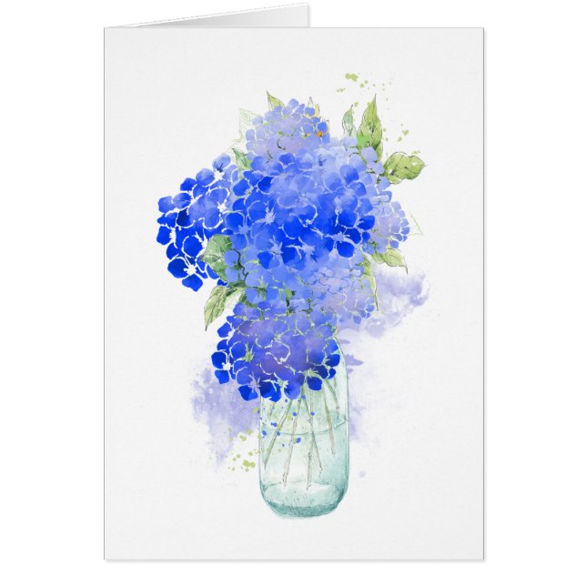 Blank Waterverf Blue Hydrengea Flower (Voorkant)