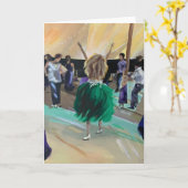 Blank Wenskaart Dancing Bruiloft Meisje Schilderen Kaart (Gele Bloem)