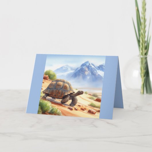 Blank Wenskaart met Desert Tortoise Wandelen Bedankkaart (Voorkant)