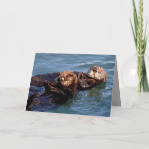 Blank Wenskaart met Resting Otter familie Kaart