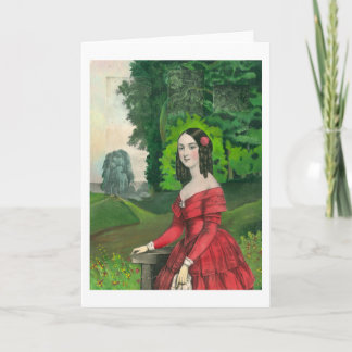 BLank Wenskaart Vrouw in Red Dress Landscape Kaart