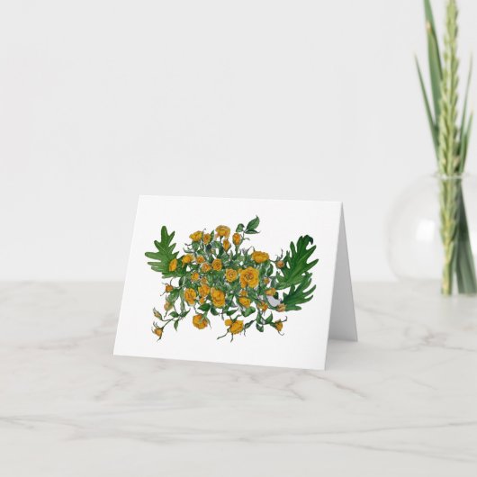Blank Wenskaart Yellow Roses Bedankkaart (Voorkant)