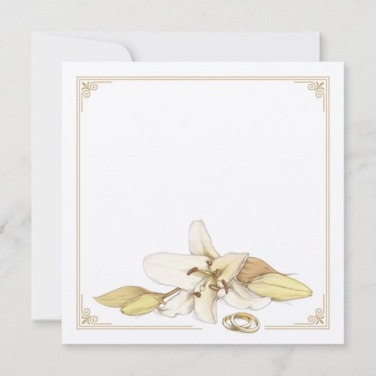 Blank White Lily Wedding Invitation Kaart (Voorkant)