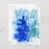 Blank Winter Woodland Waterverf Art Feestdagenkaart (Voorkant / Achterkant)