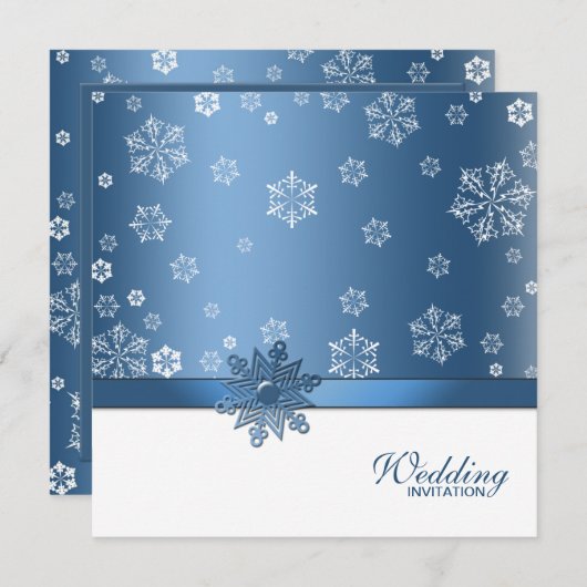 (Blank) Winterblauw- en witsneeuwflake-uitnodiging Kaart (Voorkant / Achterkant)