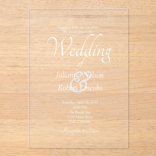 Blank wit aangepaste bruiloft uitnodiging (Voorkant)