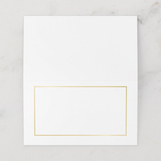 Blank wit en goud elegante bruiloft plaatskaartje (Buitenkant ongevouwen)