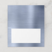 Blank Wit en Metallic Stofblauw Plaatskaartje (Buitenkant ongevouwen)