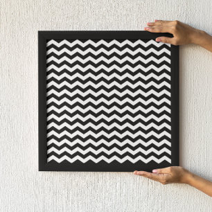 Blank wit en zwart Chevron patroon Poster