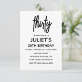 Blank wit minimalist 30e verjaardag kaart (Staand voorkant)