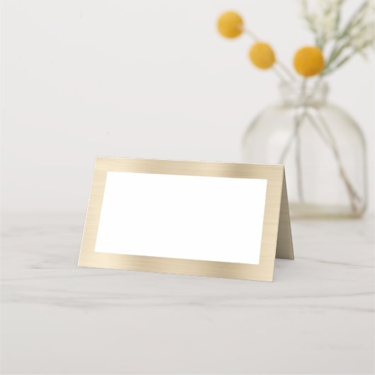 Blank Witte en Metallic Champagne Plaatskaartje (Voorkant)