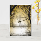 Blank Woodland Dragonfly Wenskaart Kaart (Gele Bloem)