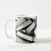 Blank zilveren staven koffiemok (Links)