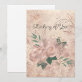 Blank zwart Bleek roze satijn Floral denking van u Aankondiging (Voorkant / Achterkant)