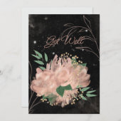 Blank zwart Bleek roze satijnflesje goed Aankondiging (Voorkant / Achterkant)