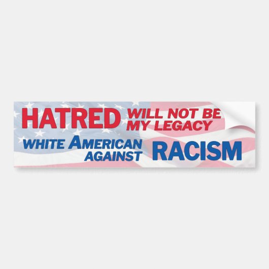 Blanke Amerikaan tegen racisme Bumpersticker (Voorkant)