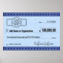 Blanke cheque voor sweepstakes & awards BLUE ART D