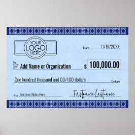 Blanke cheque voor sweepstakes & awards BLUE ART D Poster