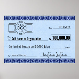 Blanke cheque voor sweepstakes & awards BLUE ART D Poster
