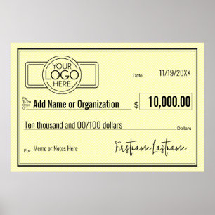 Blanke cheque voor sweepstakes & awards GEEL Poster
