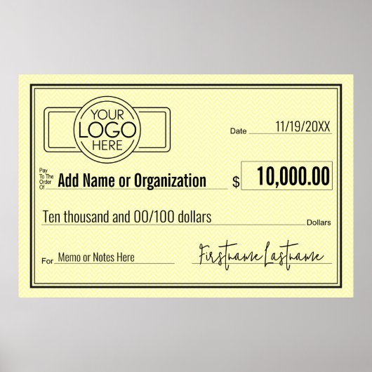 Blanke cheque voor sweepstakes & awards GEEL Poster (Voorkant)