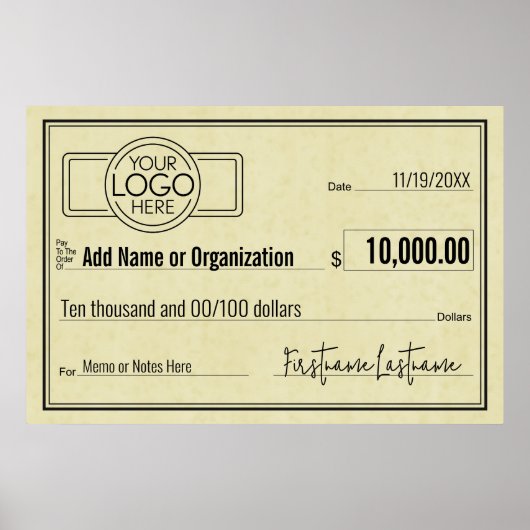 Blanke cheque voor sweepstakes & prijzen PARCHMENT Poster (Voorkant)