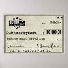 Blanke cheque voor sweepstakes & prijzen VERouderd Poster