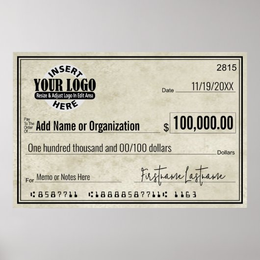 Blanke cheque voor sweepstakes & prijzen VERouderd Poster (Voorkant)