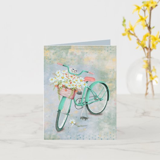 blanke kat in een dagmand die je denkt kaart (Gele Bloem)